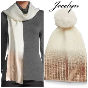 Jocelyn Metallic Ombré Hat & Scarf Set